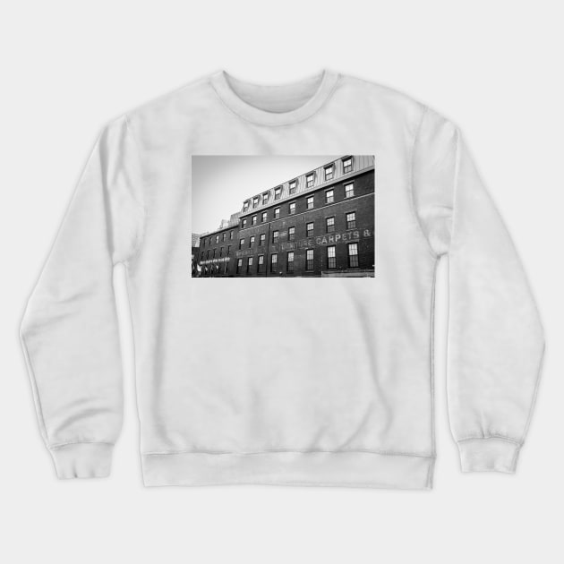 Old brick Boston Buildings with faded aged signage Crewneck Sweatshirt by brians101